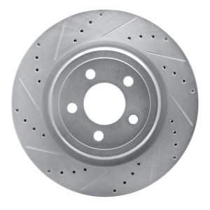Dodge Magnum Brake Rotor (1) - Rear Left - R1 Concepts - Drilled & Slotted - Silver - `06-`23
